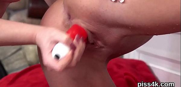  Natural lezzie chicks get covered with pee and squirt wet vaginas